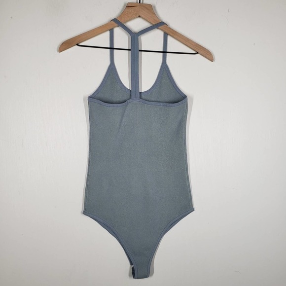 Wayf 98 Alicia T-Strap Sweater Knit Bodysuit M Blue - Picture 7 of 13
